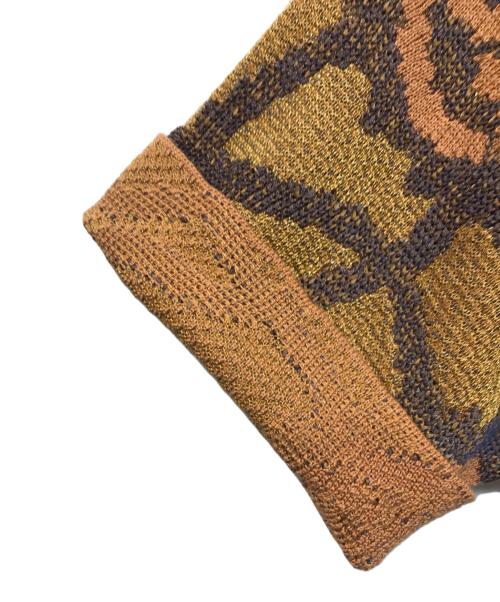 DRIES VAN NOTEN（ドリスヴァンノッテン）DRIES VAN NOTEN (ドリスヴァンノッテン) 花柄ジップアップ半袖ニット ブラウン サイズ:XSの古着・服飾アイテム