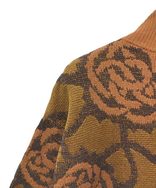 DRIES VAN NOTEN（ドリスヴァンノッテン）DRIES VAN NOTEN (ドリスヴァンノッテン) 花柄ジップアップ半袖ニット ブラウン サイズ:XSの古着・服飾アイテム