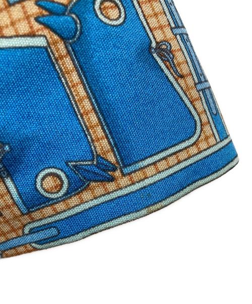 HERMES（エルメス）HERMES (エルメス) シルク総柄ワンピース ブルー サイズ:42の古着・服飾アイテム