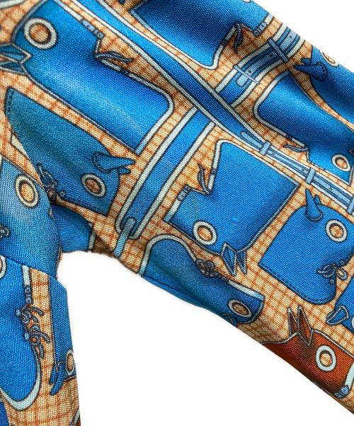 HERMES（エルメス）HERMES (エルメス) シルク総柄ワンピース ブルー サイズ:42の古着・服飾アイテム