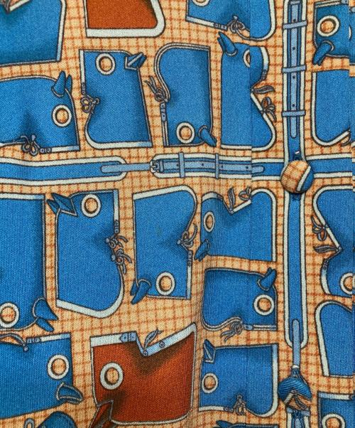 HERMES（エルメス）HERMES (エルメス) シルク総柄ワンピース ブルー サイズ:42の古着・服飾アイテム