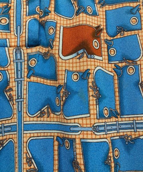 HERMES（エルメス）HERMES (エルメス) シルク総柄ワンピース ブルー サイズ:42の古着・服飾アイテム