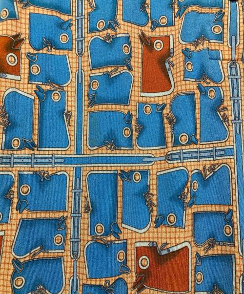 HERMES（エルメス）HERMES (エルメス) シルク総柄ワンピース ブルー サイズ:42の古着・服飾アイテム