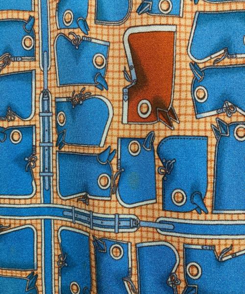 HERMES（エルメス）HERMES (エルメス) シルク総柄ワンピース ブルー サイズ:42の古着・服飾アイテム