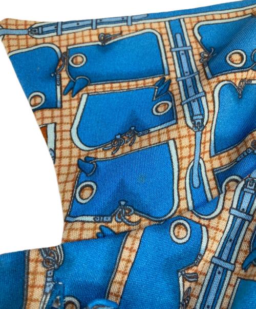 HERMES（エルメス）HERMES (エルメス) シルク総柄ワンピース ブルー サイズ:42の古着・服飾アイテム