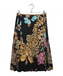 LEONARD FASHION（レオナールファッション）の古着「花柄プリントスカート」｜ブラック