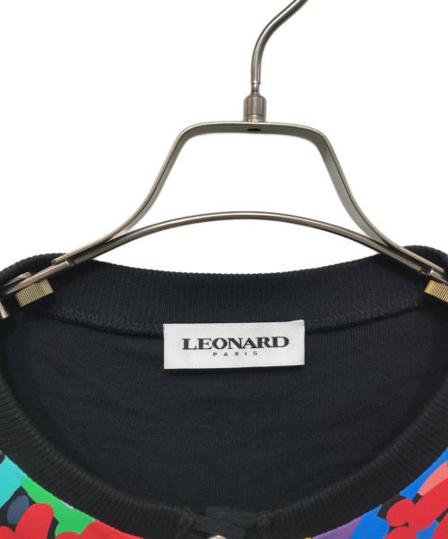 LEONARD PARIS（レオナール パリ）LEONARD PARIS (レオナール パリ) コットンナイロン総柄ニットカーディガン ブラック サイズ:Sの古着・服飾アイテム