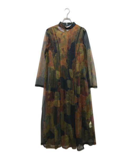 Ameri（アメリ）AMERI (アメリ) ジプシーアートドレス カーキ サイズ:Mの古着・服飾アイテム