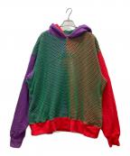 SURKU×SPECIAL ONEスルク×スペシャルワン）の古着「メッシュレイヤードプルオーバーパーカー」｜パープル×レッド