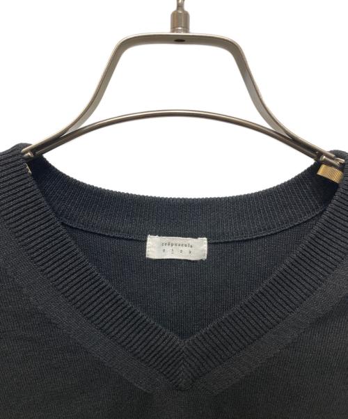 crepuscule（クレプスキュール）crepuscule (クレプスキュール) Washi V/N Knit T-shirt ブラック サイズ:1の古着・服飾アイテム