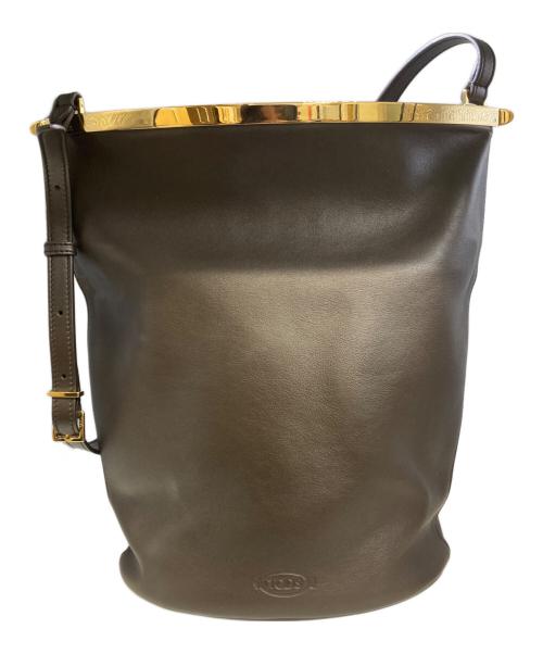 TOD'S（トッズ）TOD'S (トッズ) マゼンタレザーバケットバッグスモール ブラウンの古着・服飾アイテム