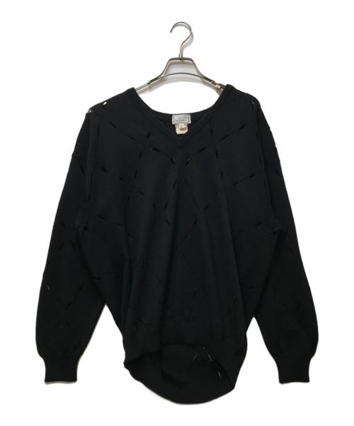 GIANNI VERSACE（ジャンニ・ヴェルサーチ）GIANNI VERSACE (ジャンニ・ヴェルサーチ) カットワークニット ブラック サイズ:48の古着・服飾アイテム