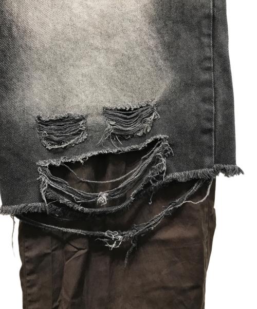 DIESEL（ディーゼル）DIESEL (ディーゼル) P-HANS レイヤード ワイド デニムパンツ ブラック サイズ:50の古着・服飾アイテム
