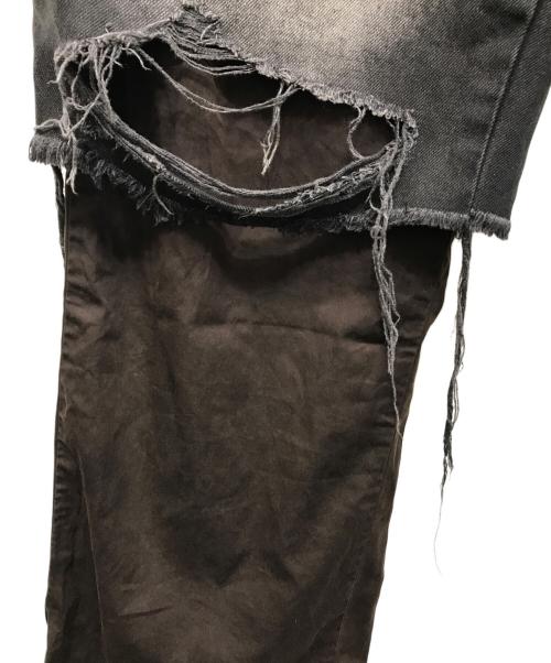 DIESEL（ディーゼル）DIESEL (ディーゼル) P-HANS レイヤード ワイド デニムパンツ ブラック サイズ:50の古着・服飾アイテム