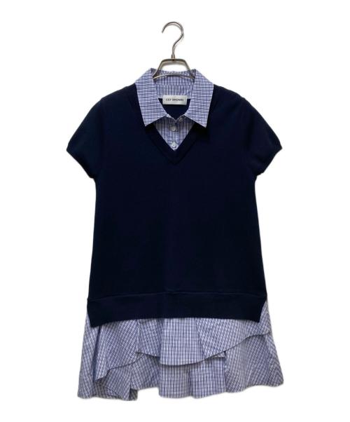 Lily Brown（リリーブラウン）Lily Brown (リリーブラウン) シャツドッキングラッフルワンピース ネイビー サイズ:1の古着・服飾アイテム