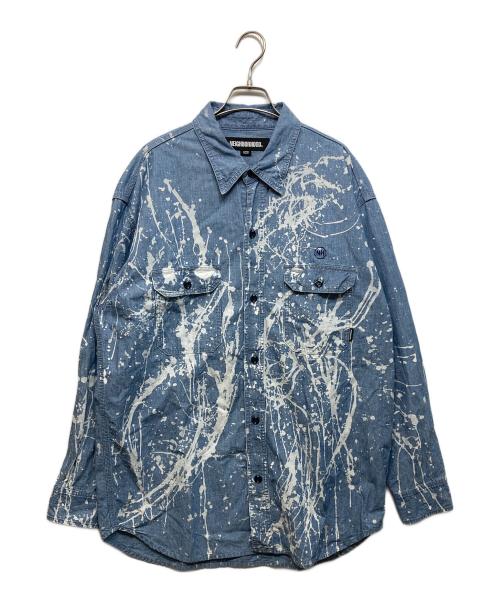 NEIGHBORHOOD（ネイバーフッド）NEIGHBORHOOD (ネイバーフッド) BLEACH CHAMBRAY SH LS　(ブリーチ　シャンブレー　シャツ) インディゴ サイズ:Lの古着・服飾アイテム