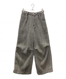 seyto（セイト）の古着「ツイードボリュームワイドパンツ/Tweed volume tuck wide pants」｜グレー