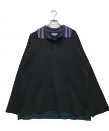 MAISON SPECIAL（メゾンスペシャル）の古着「プライムオーバーダブルフェイスVネックプルオーバーニット」｜ブラック