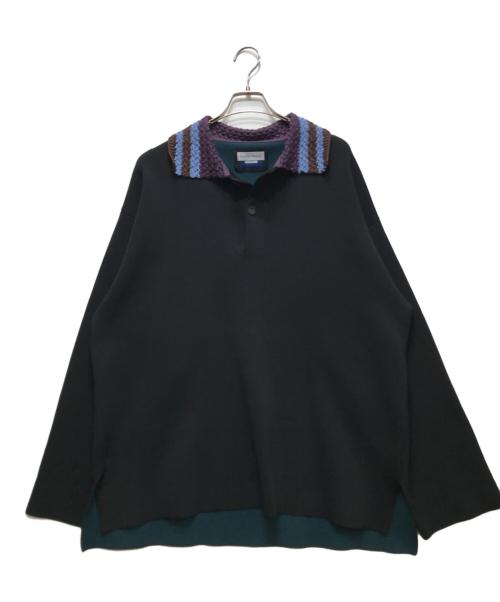 MAISON SPECIAL（メゾンスペシャル）MAISON SPECIAL (メゾンスペシャル) プライムオーバーダブルフェイスVネックプルオーバーニット ブラック サイズ:1の古着・服飾アイテム