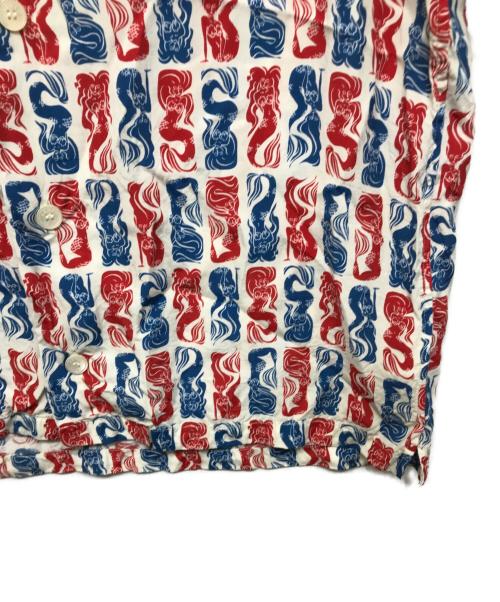 KENZO（ケンゾー）KENZO (ケンゾー) 人魚プリント開襟シャツ ホワイト×ブルー サイズ:Lの古着・服飾アイテム