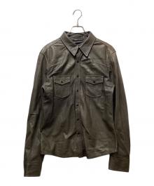 DOLCE & GABBANA（ドルチェ＆ガッバーナ）の古着「ラムレザーウエスタン シャツ」｜グリーン
