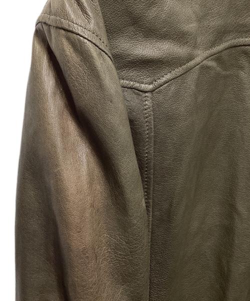 DOLCE & GABBANA（ドルチェ＆ガッバーナ）DOLCE & GABBANA (ドルチェ＆ガッバーナ) ラムレザーウエスタン シャツ グリーン サイズ:50の古着・服飾アイテム