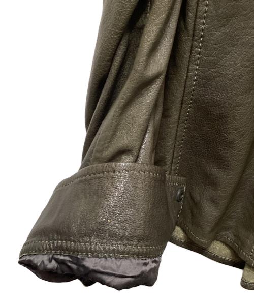 DOLCE & GABBANA（ドルチェ＆ガッバーナ）DOLCE & GABBANA (ドルチェ＆ガッバーナ) ラムレザーウエスタン シャツ グリーン サイズ:50の古着・服飾アイテム