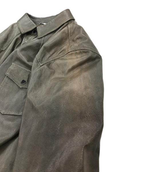 DOLCE & GABBANA（ドルチェ＆ガッバーナ）DOLCE & GABBANA (ドルチェ＆ガッバーナ) ラムレザーウエスタン シャツ グリーン サイズ:50の古着・服飾アイテム