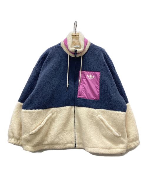 adidas（アディダス）adidas (アディダス) ボアジャケット ネイビー×ホワイト サイズ:Lの古着・服飾アイテム