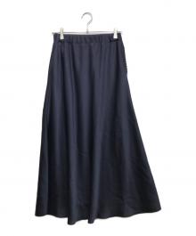 DES PRES（デ プレ）の古着「サテンジョーゼット セミマーメイドスカート」｜ネイビー