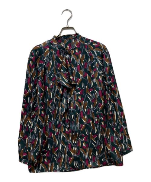 TOMORROW LAND collection（トゥモローランドコレクション）TOMORROW LAND collection (トゥモローランドコレクション) フラワーチェーンプリント ボウタイブラウス グリーン サイズ:36の古着・服飾アイテム