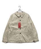 BONCOURAボンクラ）の古着「French Work Jacket Dungaree Cotton Linen millefeuille」｜ホワイト