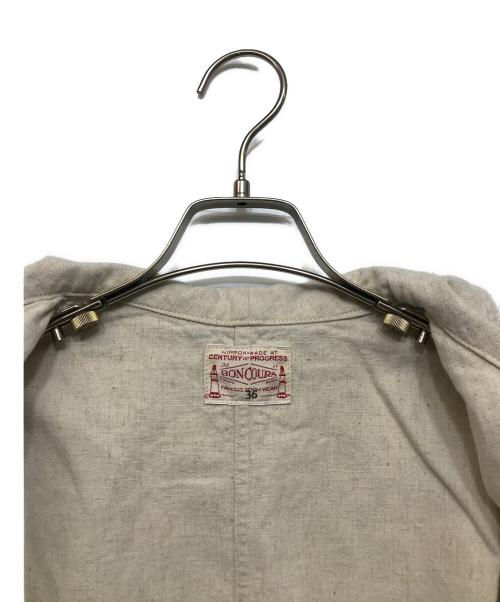 BONCOURA（ボンクラ）BONCOURA (ボンクラ) French Work Jacket Dungaree Cotton Linen millefeuille ホワイト サイズ:36の古着・服飾アイテム