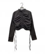 ）の古着「Checkgather Compact Blouse」｜ブラウン