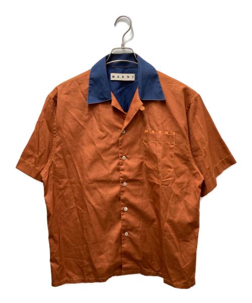 MARNI（マルニ）MARNI (マルニ) コットンポプリンオープンカラー S/Sシャツ ブラウン サイズ:46の古着・服飾アイテム