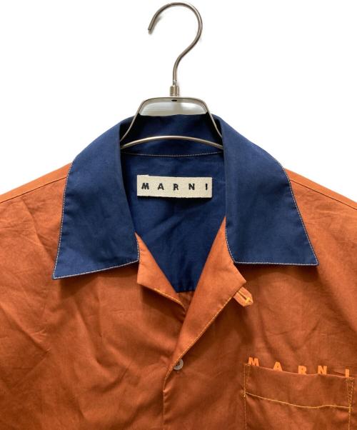 MARNI（マルニ）MARNI (マルニ) コットンポプリンオープンカラー S/Sシャツ ブラウン サイズ:46の古着・服飾アイテム