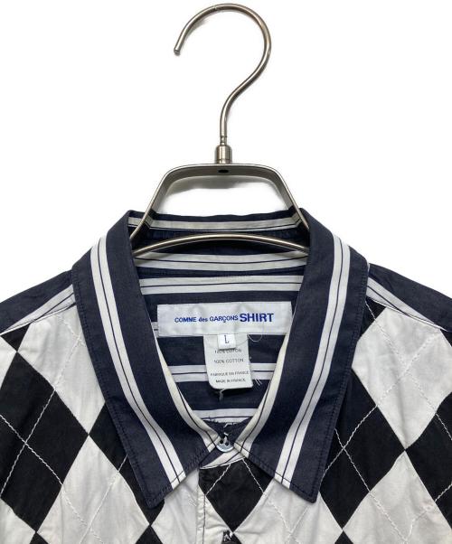 COMME des GARCONS SHIRT（コムデギャルソンシャツ）COMME des GARCONS SHIRT (コムデギャルソンシャツ) アーガイル×ストライプシャツ ブラック サイズ:Lの古着・服飾アイテム