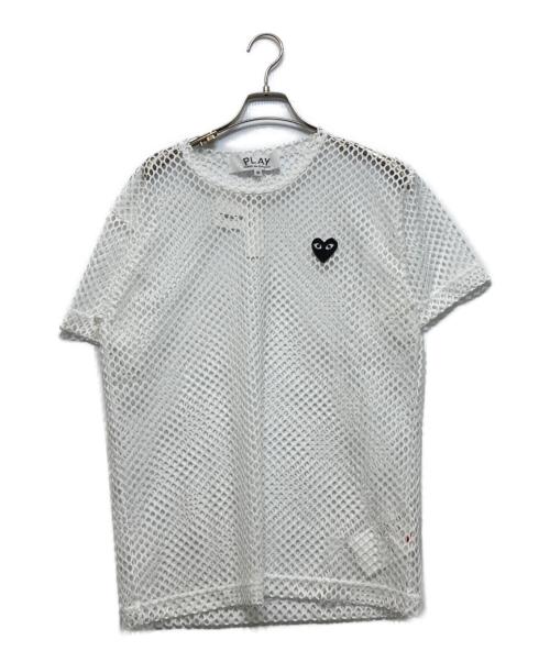 PLAY COMME des GARCONS（プレイコムデギャルソン）PLAY COMME des GARCONS (プレイコムデギャルソン) エンブレムメッシュTシャツ ホワイト サイズ:Mの古着・服飾アイテム
