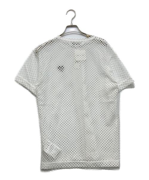 PLAY COMME des GARCONS（プレイコムデギャルソン）PLAY COMME des GARCONS (プレイコムデギャルソン) エンブレムメッシュTシャツ ホワイト サイズ:Mの古着・服飾アイテム