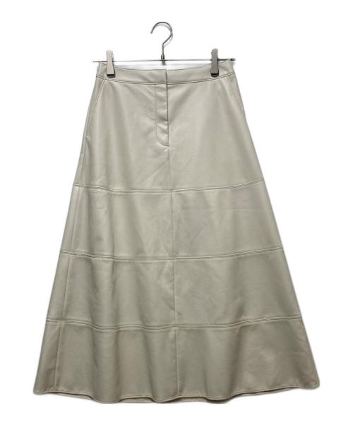 theory luxe（セオリーリュクス）theory luxe (セオリーリュクス) ウォッシャブル フェイクレザー フレアスカート ホワイト サイズ:36の古着・服飾アイテム