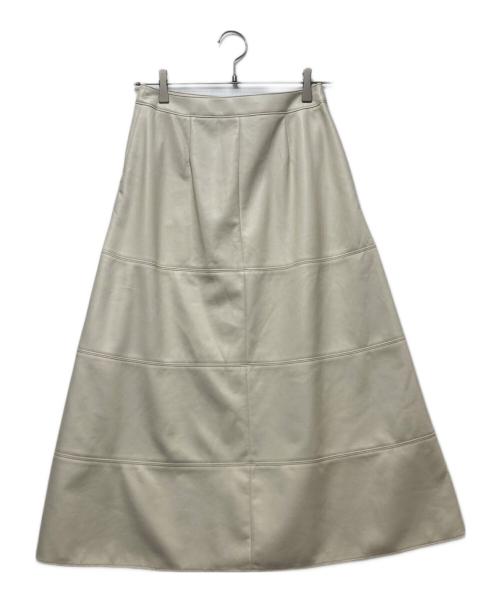 theory luxe（セオリーリュクス）theory luxe (セオリーリュクス) ウォッシャブル フェイクレザー フレアスカート ホワイト サイズ:36の古着・服飾アイテム