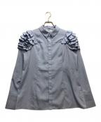 HANAE MORI×CELFORDハナエモリ×セルフォード）の古着「フリルショルダーブラウス」｜ブルー