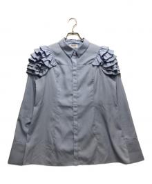 HANAE MORI×CELFORD（ハナエモリ×セルフォード）の古着「フリルショルダーブラウス」｜ブルー