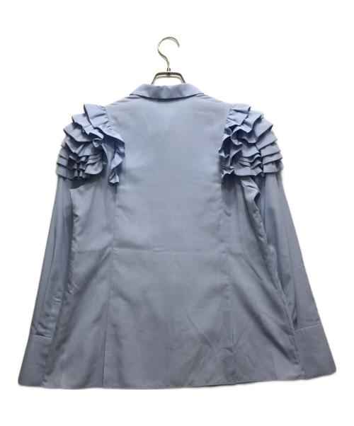 HANAE MORI（ハナエモリ）HANAE MORI (ハナエモリ) CELFORD (セルフォード) フリルショルダーブラウス ブルー サイズ:38の古着・服飾アイテム