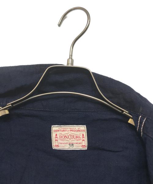 BONCOURA（ボンクラ）BONCOURA (ボンクラ) B-43 コットンリネン ボタンシャツ/ ネイビー サイズ:38の古着・服飾アイテム