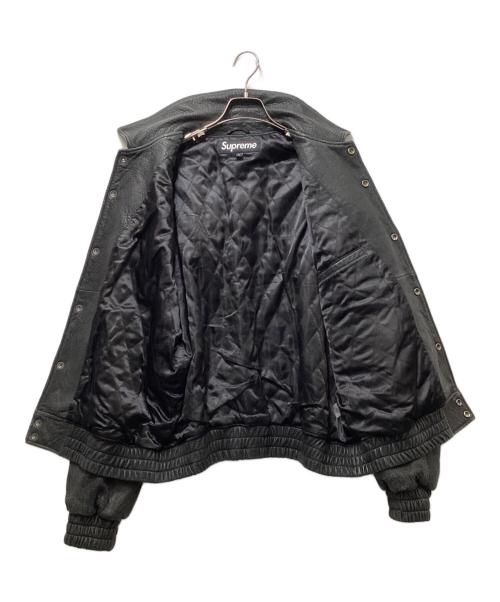 SUPREME（シュプリーム）SUPREME (シュプリーム) 21AW pebbled leather varsity jacket（ペブルド レザーバーシティジャケット） ブラック サイズ:Lの古着・服飾アイテム