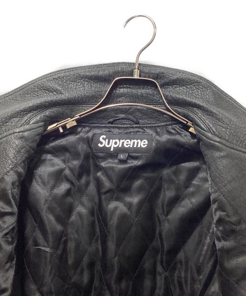 SUPREME（シュプリーム）SUPREME (シュプリーム) 21AW pebbled leather varsity jacket（ペブルド レザーバーシティジャケット） ブラック サイズ:Lの古着・服飾アイテム