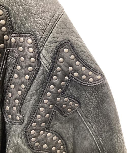 SUPREME（シュプリーム）SUPREME (シュプリーム) 21AW pebbled leather varsity jacket（ペブルド レザーバーシティジャケット） ブラック サイズ:Lの古着・服飾アイテム