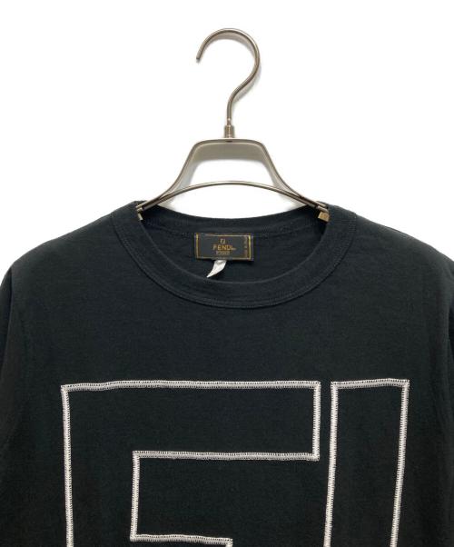 FENDI（フェンディ）FENDI (フェンディ) ビッグ刺繍ロゴＴシャツ ブラック サイズ:40の古着・服飾アイテム