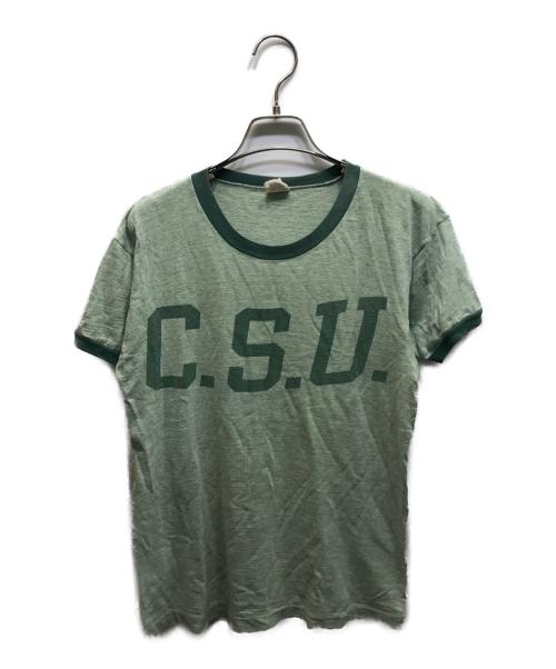 Champion（チャンピオン）Champion (チャンピオン) 染み込みリンガーTシャツ グリーン サイズ:Mの古着・服飾アイテム